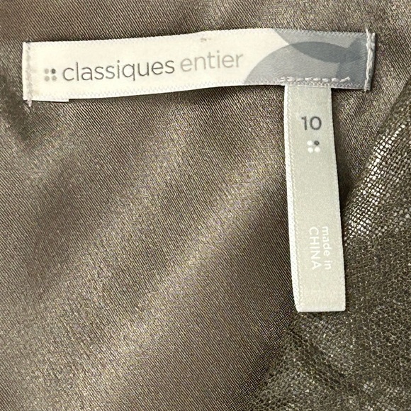 Classiques Entier Nordstrom brand Linen Dress metallic roses on Loden size 10 - Picture 2 of 13